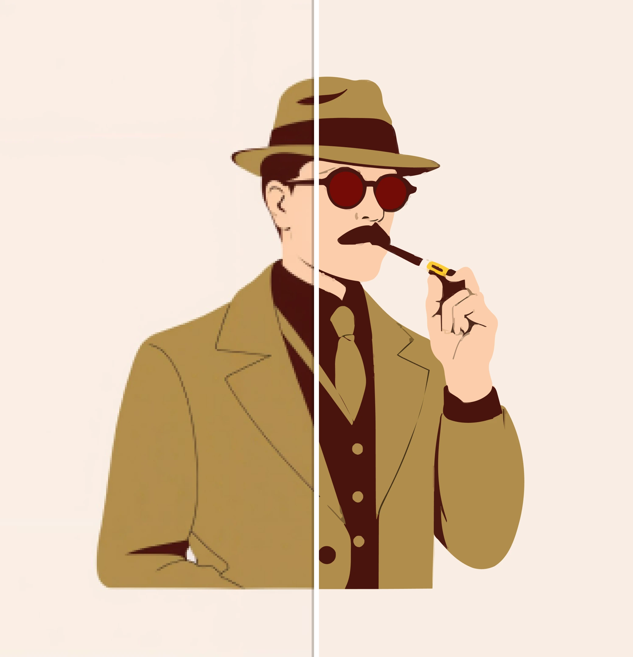 An illustration, raster on the left and traced vector on the right (1)