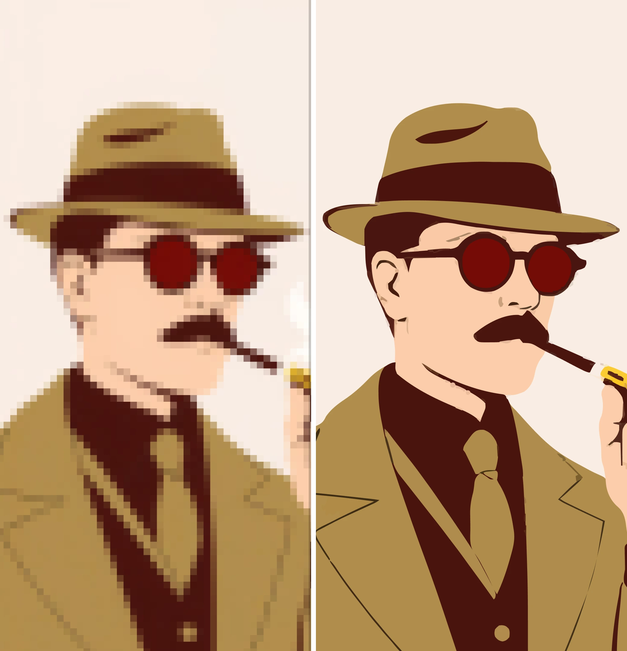 An illustration, raster on the left and traced vector on the right (2)